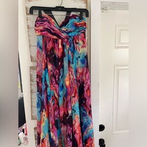 Laundry by Shelli Segal Womens Multi Color Flowy Evening Dress Gown size 2